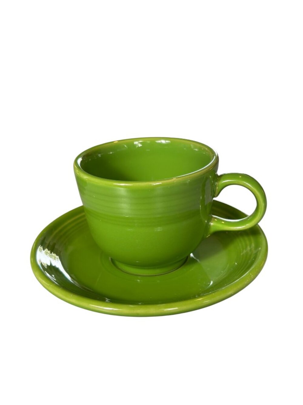 Fiesta Shamrock Green Flat Cup & Saucer Set Homer Laughlin USA Retired
